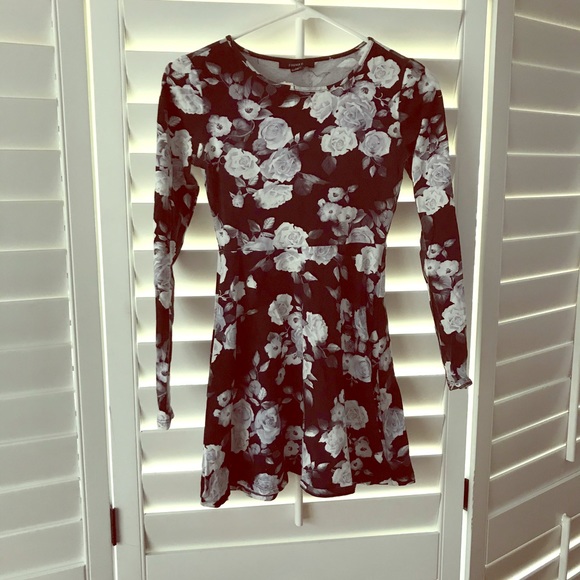 black dress with white roses